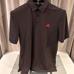 Adidas Men's Polo with Black and Pink Stripes